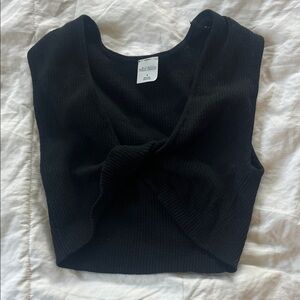 Wild Fable Black Twist Front Crop Top